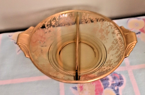 Vintage amber glass gold - glass,
